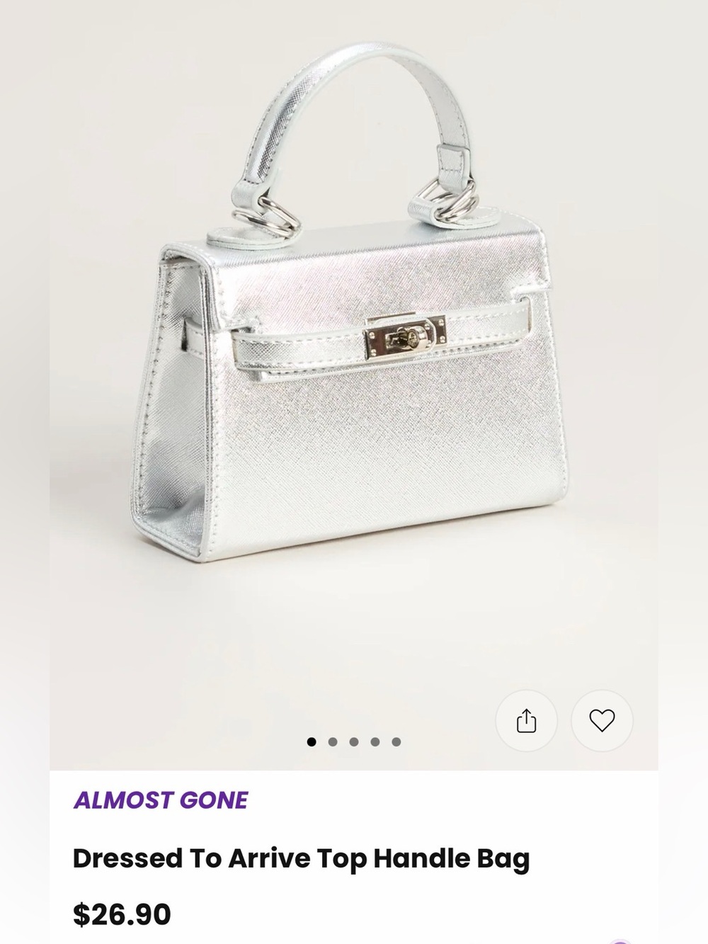Silver Top Handle Bag Purse
